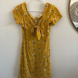 Yellow floral print dress